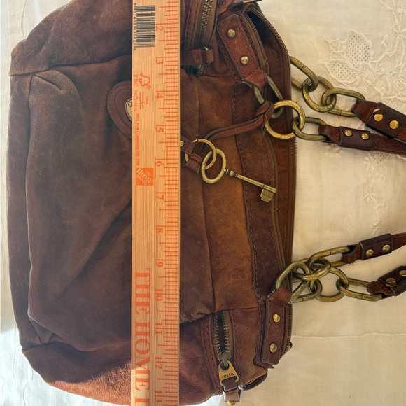 Vintage Fossil Brown Leather Shoulder Bag - Picture 4 of 14